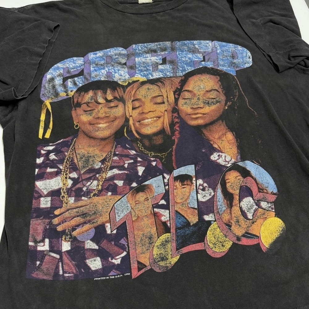 Vintage TLC T-Shirt Mens XXL Black Good 1995 CrazySexyCool Double Sided Rap Tee